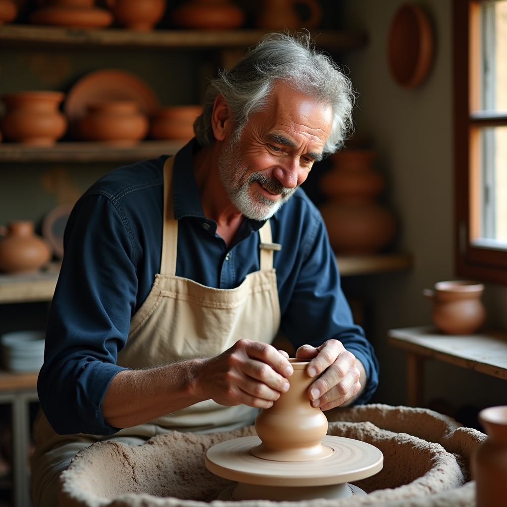 Artigiano locale che lavora ceramica, espressione di cultura autentica