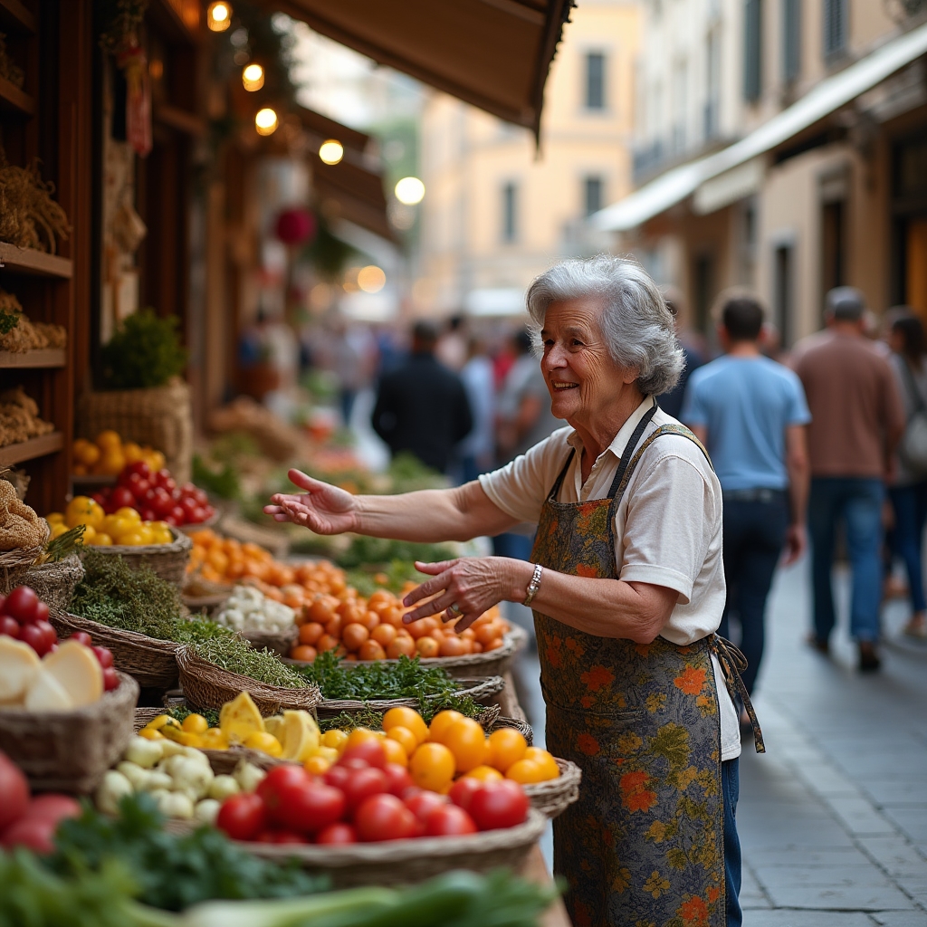 Mercato settimanale in un borgo italiano, vita comunitaria autentica